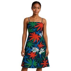 Ann Taylor Factory Tropical Print Sundress Multicolor Fit & Flare Size 2